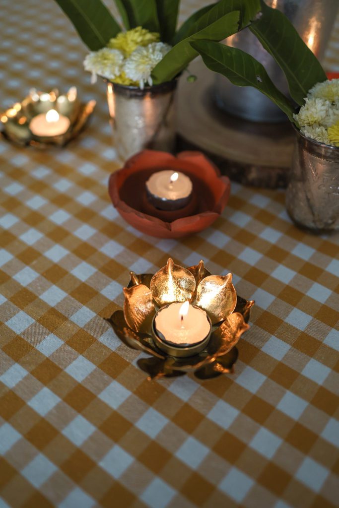 Diwali lights and table decor 