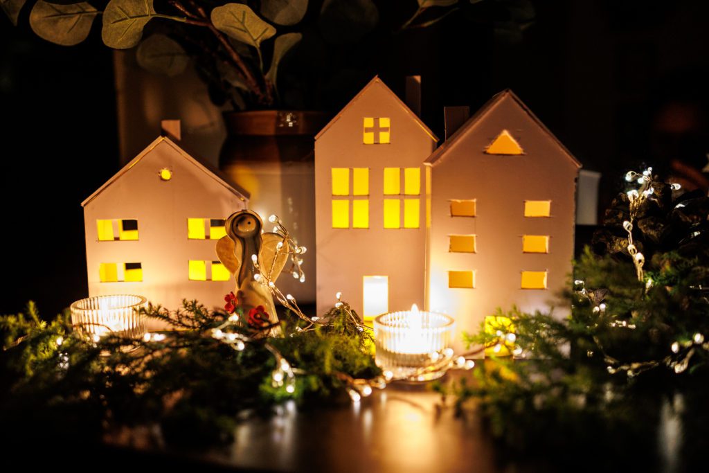 DIY Christmas Village using foam board