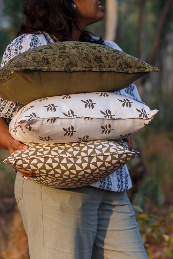Block print cushion covers