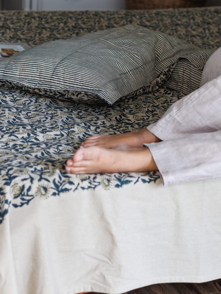 Block print bed linen 