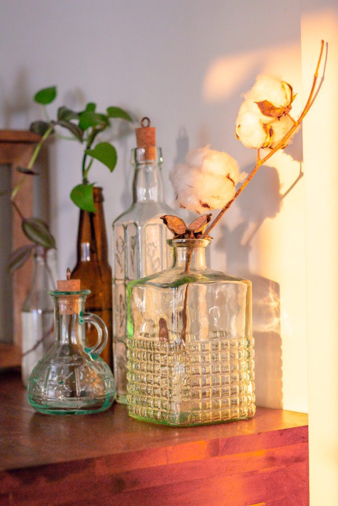 Green glass bottles
