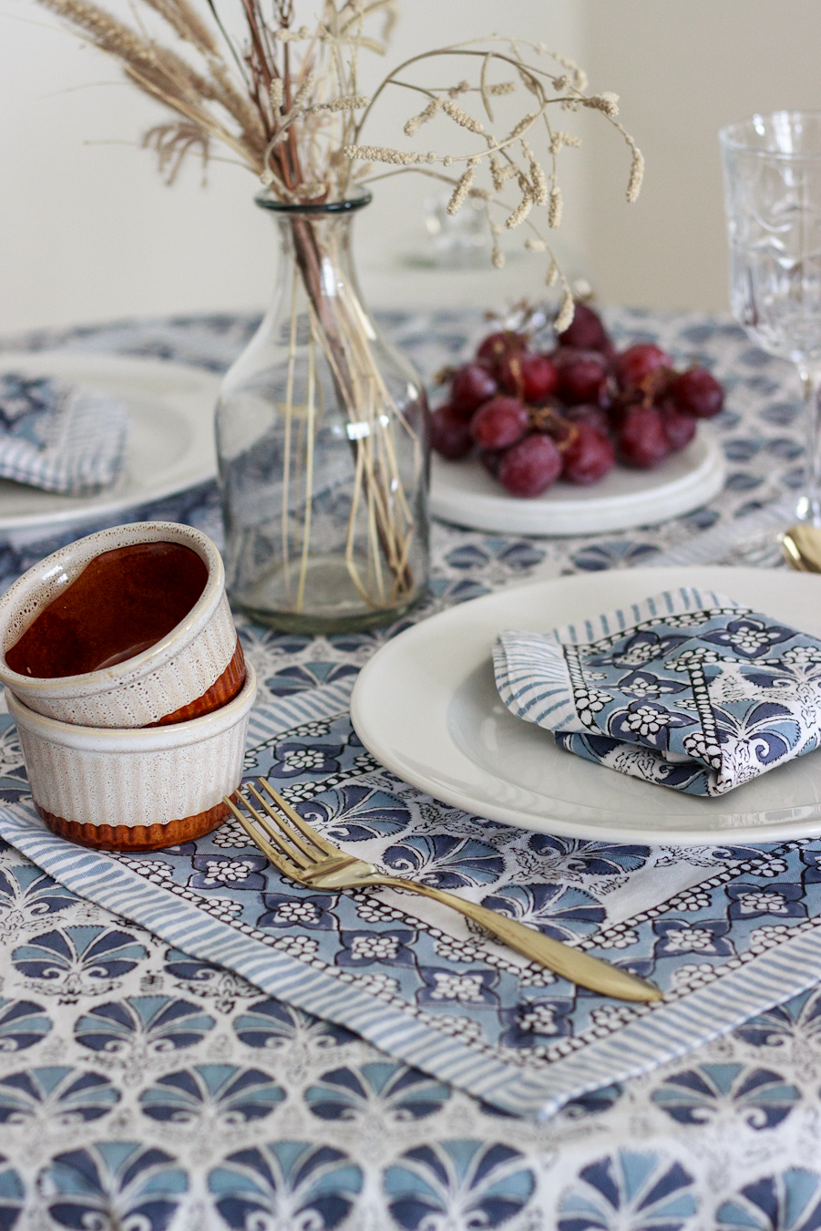 Block print Table Linen in dining room