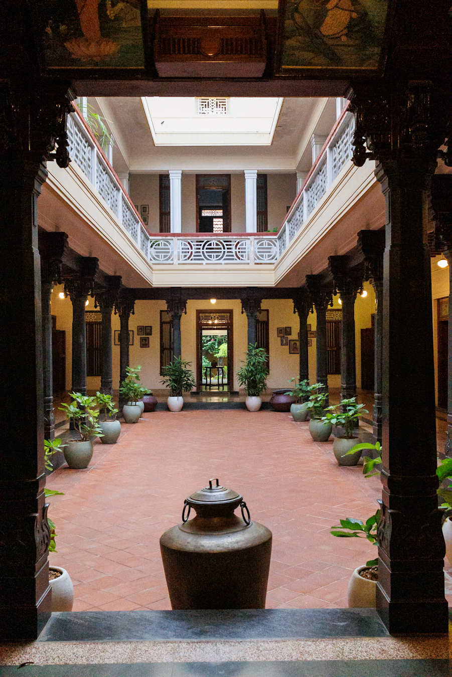 The courtyard at CHG Visalam, Chettinad