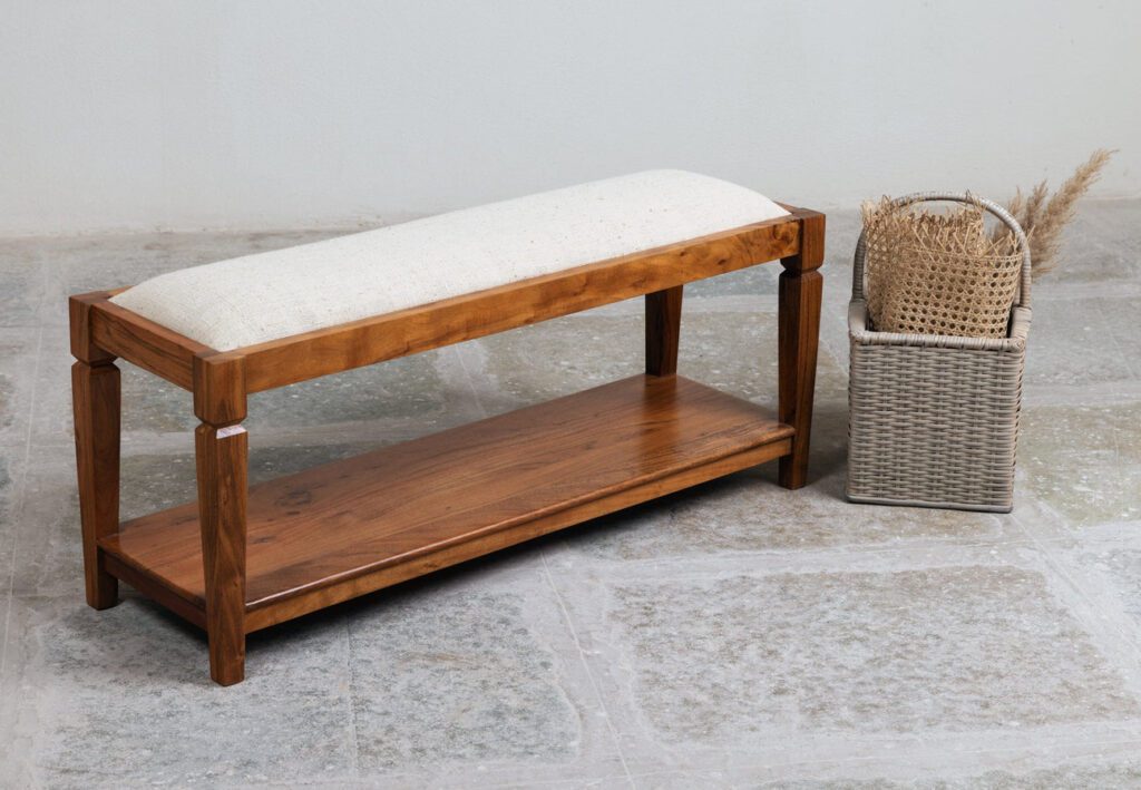 A beautiful wooden bench for the entryway