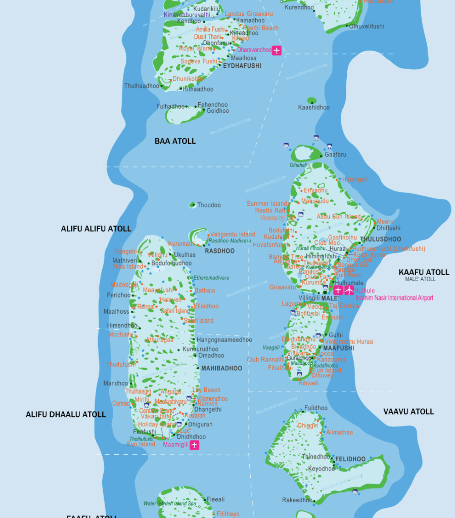 A map of Maldivian Islands 