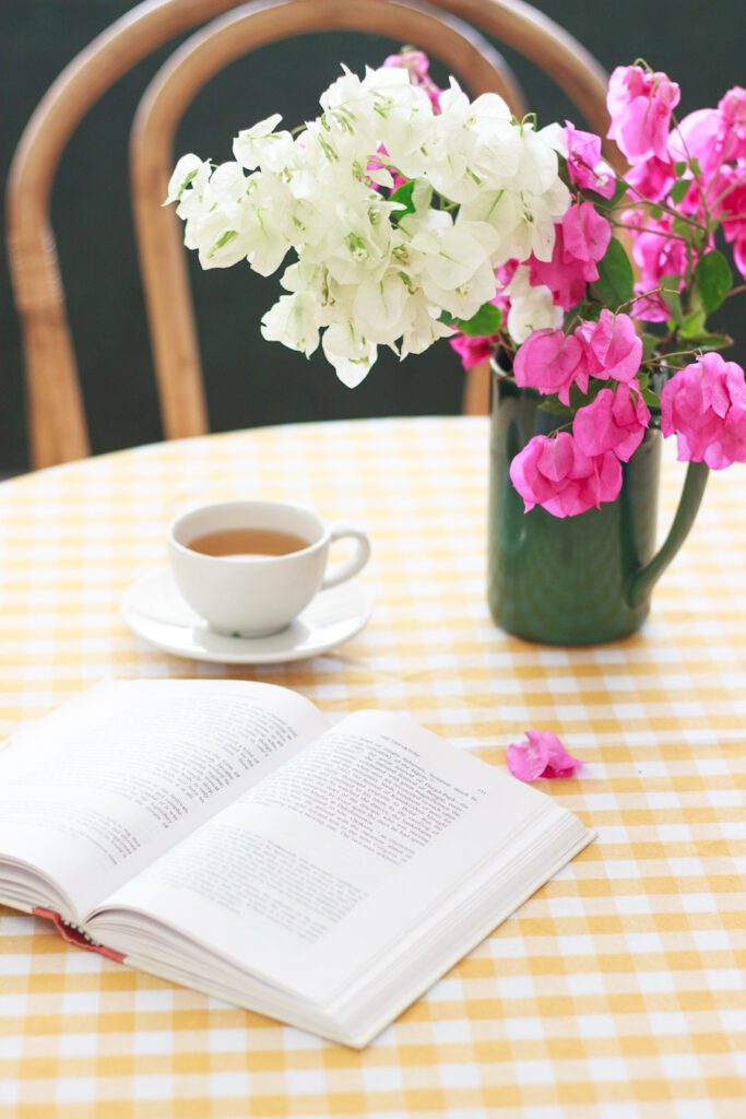 Yellow checks tablecloth